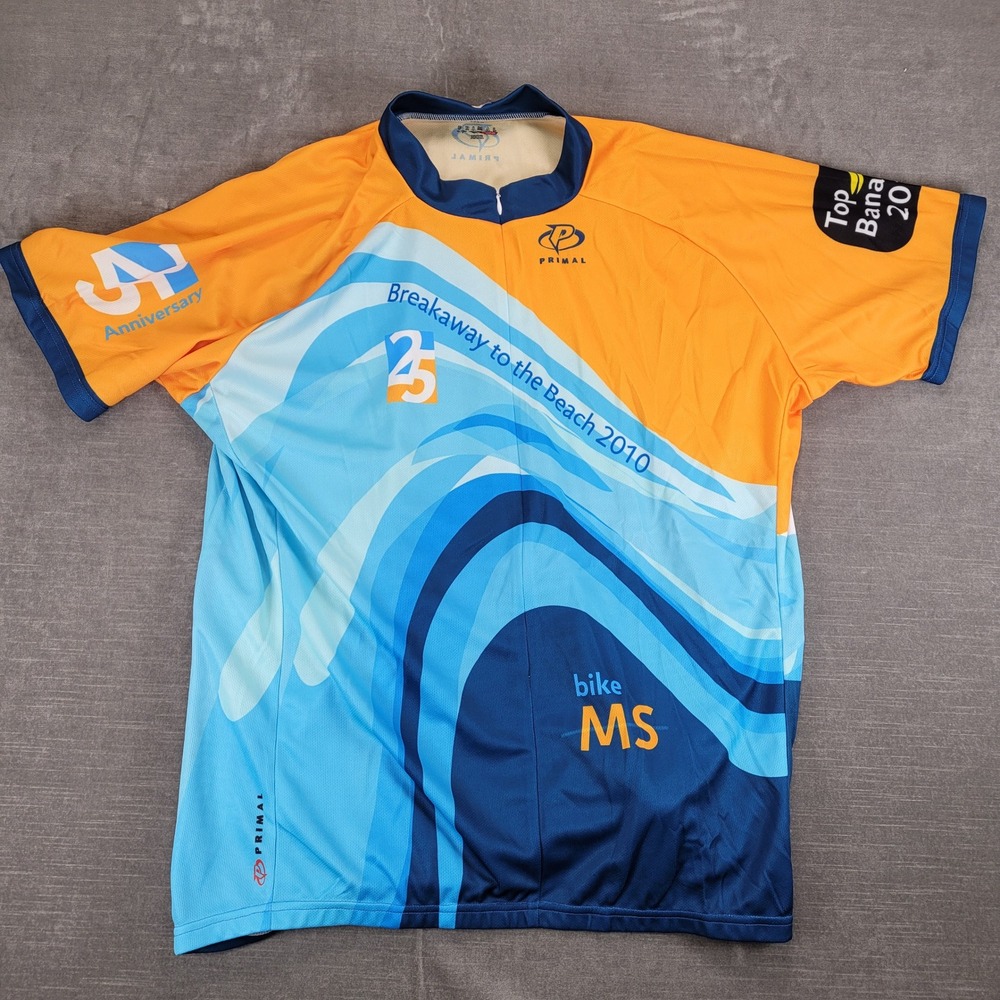 Primal Bike MS‎ Breakaway to Beach 2010 3/4 Zip Cycling Jersey 3XXL Orange Blue
